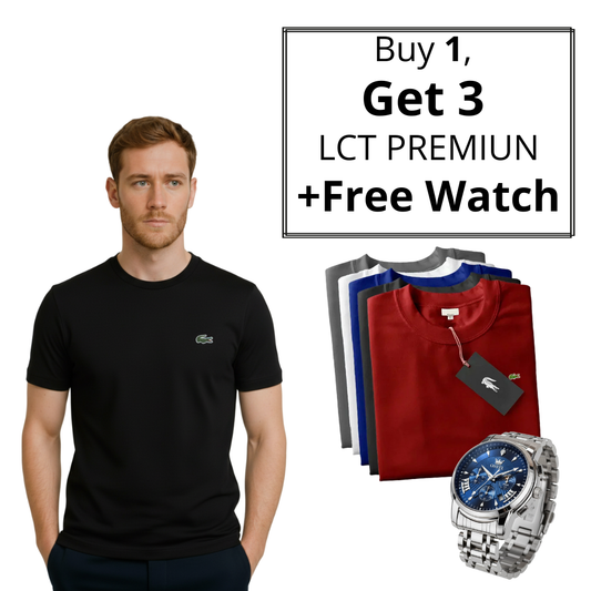 Buy 1, Get 3 – LCT Premium T-Shirt + Free Premium Watch